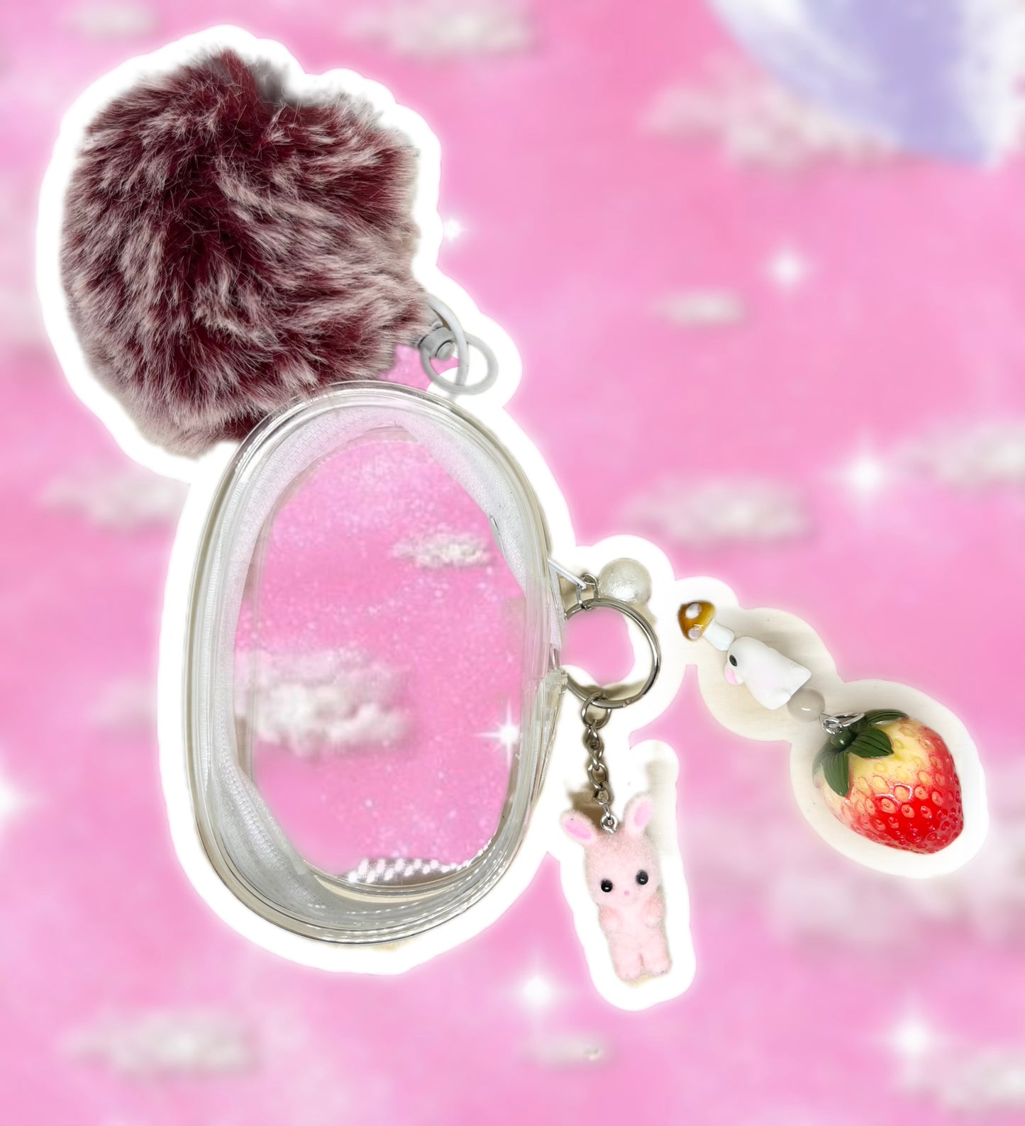 STRAWBERRY BUN BUN BAG CHARM ( Burgundy )